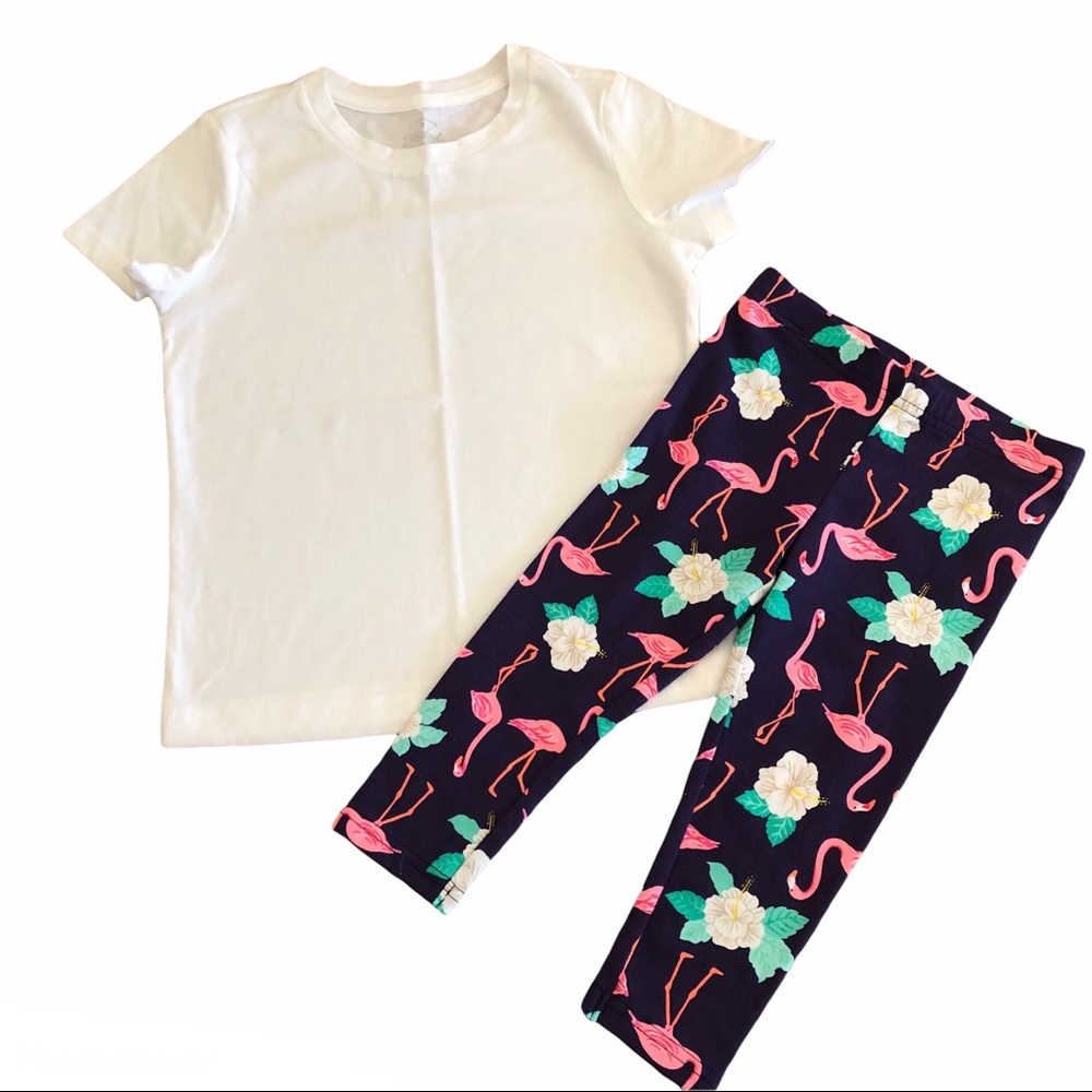 Carters Girls 4T Flamingo Capris White T-Shirt